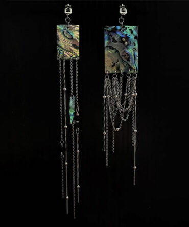 Chinese Style Silk Alloy Square Shell Beading Tassel Drop Earrings