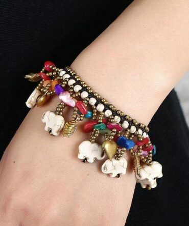 Women Bohemia Elephant Woven Turquoise Bracelet