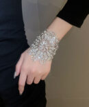 Stylish Silk Copper Zircon Floral Hollow Out Tassel Charm Bracelet