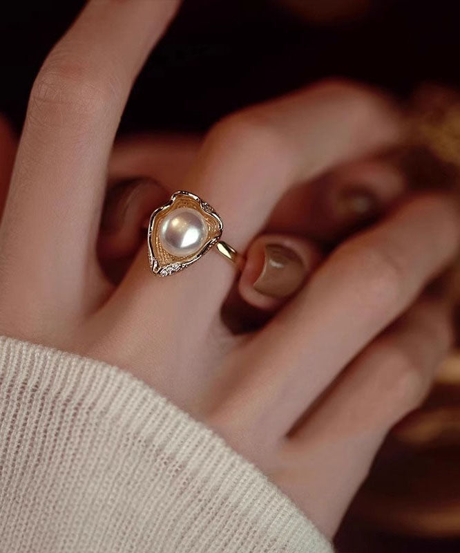 Original Design Gold Copper Alloy Pearl Rings