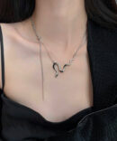 Boutique Silk Stainless Steel Double-Layer Serpentine Pendant Necklace