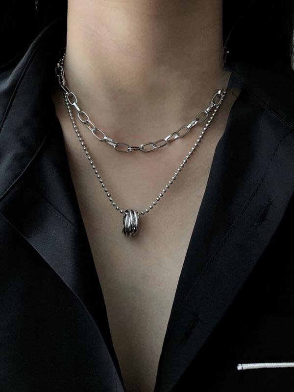 Multi-Layer Ring Smiley Face Star Set necklace