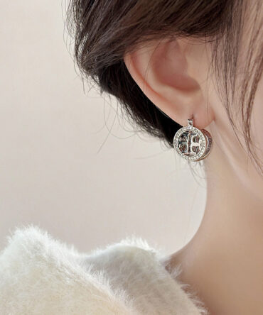 Unique Silk Copper Overgild Zircon Circle Hollow Out Hoop Earrings