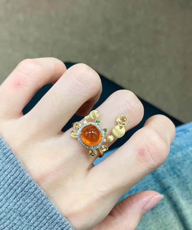 Style Gold Alloy Zircon Crab Gem Stone Rings