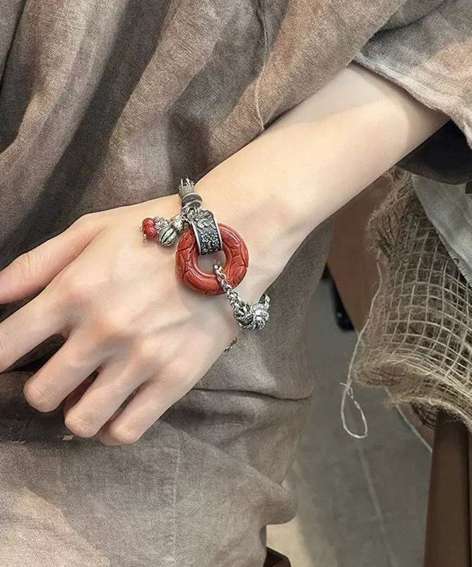 Retro Silk Sterling Silver Gourd Butterfly Chain Bracelet