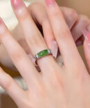Retro Green Sterling Silver Jade Rings