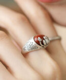 Boutique Red Sterling Silver Agate Rings