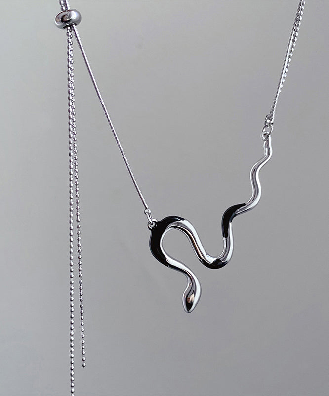 Boutique Silk Stainless Steel Double-Layer Serpentine Pendant Necklace