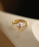 Fashion Gold Sterling Silver Alloy Pearl Open Rings