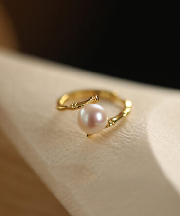 Fashion Gold Sterling Silver Alloy Pearl Open Rings