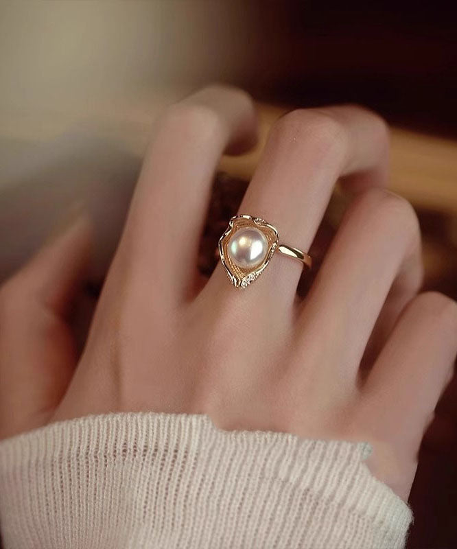 Original Design Gold Copper Alloy Pearl Rings