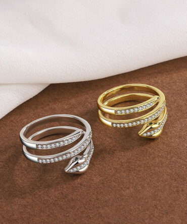 Fashion Alloy Zircon S-Shaped Rings Two-Piece Set