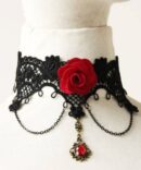 Halloween 3D Rose Flower Lace Necklace