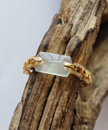 Modern Cyan 18K Gold Chalcedony Rings