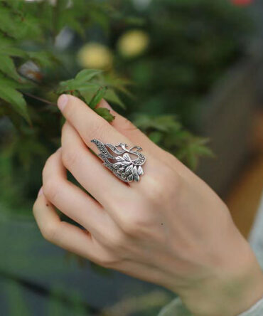 Retro 925 Silver Peacock Hollow Out Rings