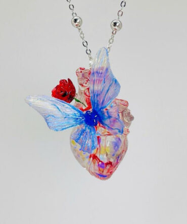 Boutique Rainbow Sterling Silver Butterflyl Pendant Necklace