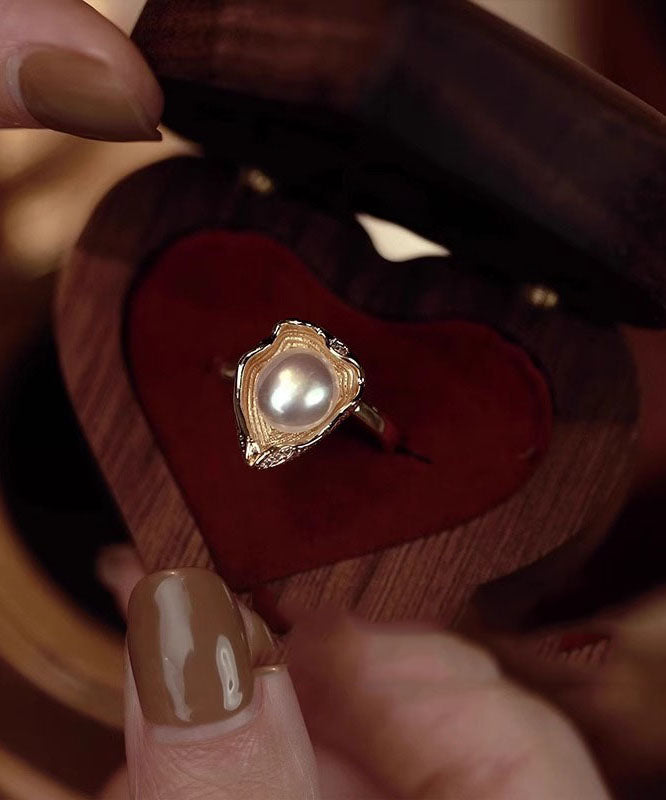 Original Design Gold Copper Alloy Pearl Rings